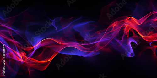 Abstract Digital Wave And Smoke Flow red and blue smoke on black background smokish screen with dark backgroung. Ai Generative