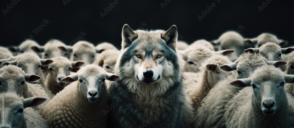 Fototapeta Deceptive wolf in sheep s clothing