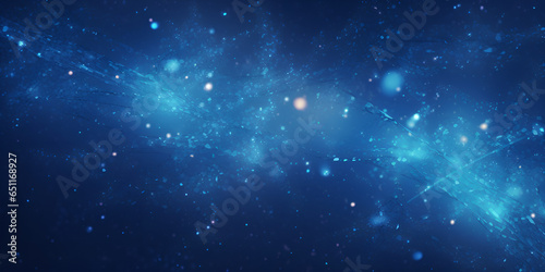 Digital particles glitter blue and black color Night starry sky  dark blue dynamic space background with bright flickering stars. Ai Generative