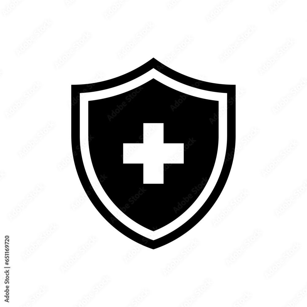 Shield with cross icon Shield with cross icon