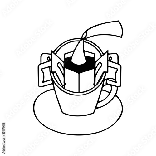 Drip Coffee Bag Brewing Illustration Drawing Sketch