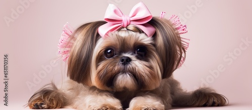 Shih tzu with hair curlers