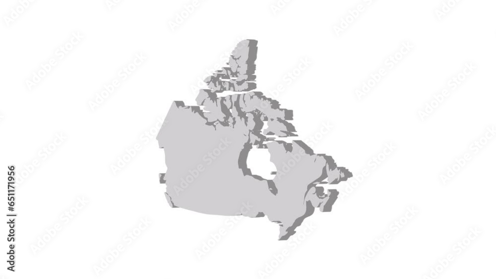 Canada map 3d grey on white background. Dynamic 4K animation motion graphics unleashed.