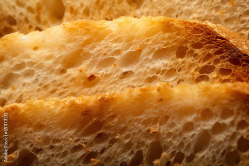 A Magnified View of the Intricate Patterns and Texture of a Crispy Bread Crust, showcasing the mouthwatering details and artisan craftsmanship of a freshly-baked