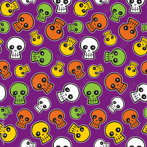 Seamless Funky Halloween Skulls
