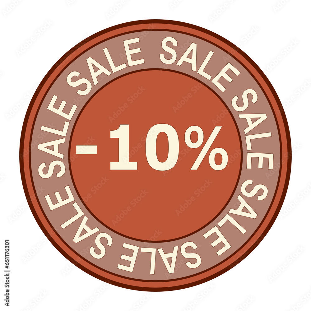 round sale stamp autumn fall orange colours -10% sale without background