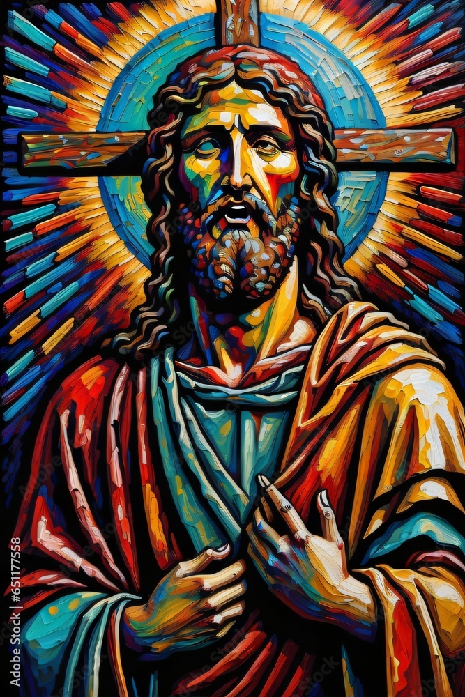 Fototapeta premium Illustration of Jesus Christ oil painting made with Generative AI 