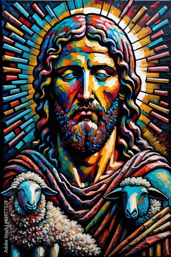 Illustration of Jesus Christ oil painting made with Generative AI  © riko_design