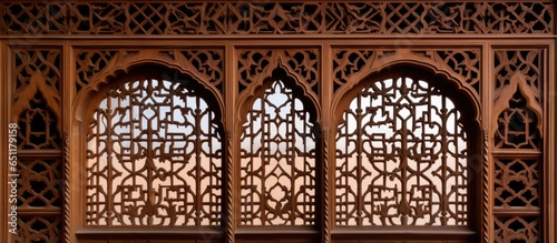 In Uch Sharif Pakistan a shrine displays exquisite ancient wooden geometric latticework photo