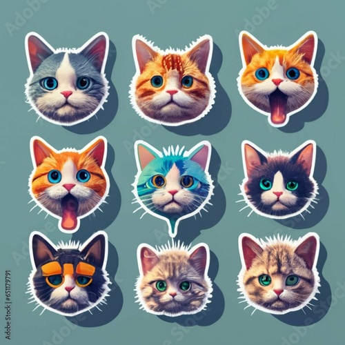Funny Cat Stickers Set