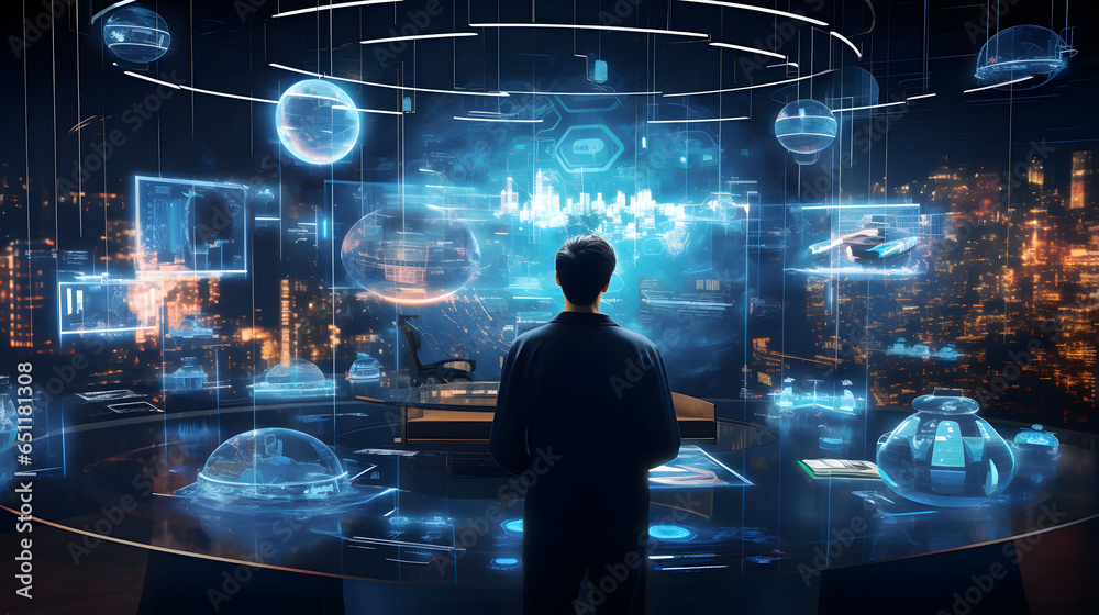 Fototapeta premium Futuristic Business and Artificial Intelligence: A Digital Reality Generative AI