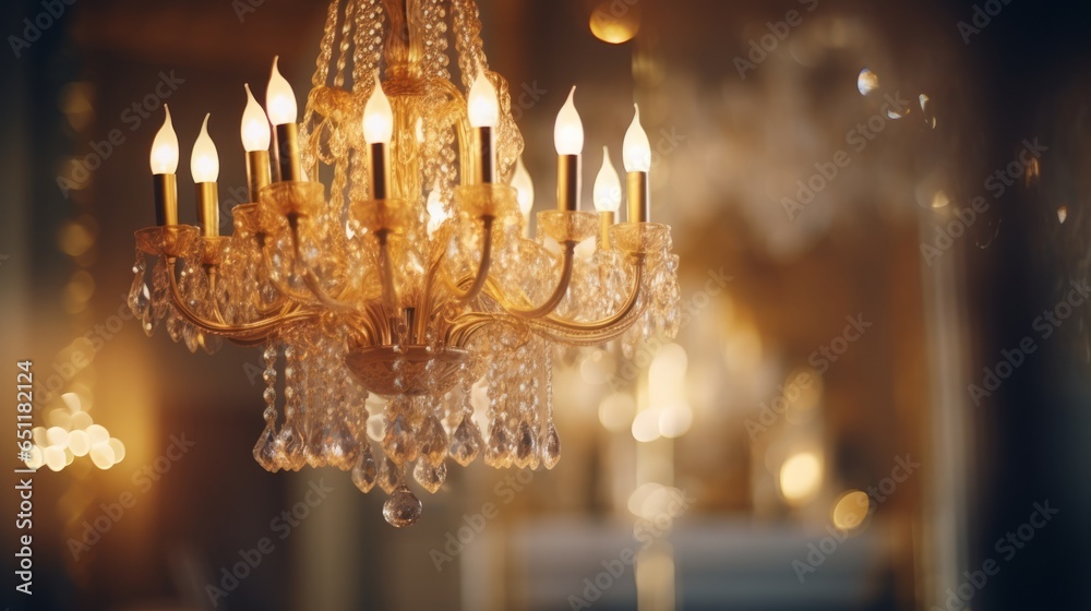 A beautiful chandelier illuminating a room from above