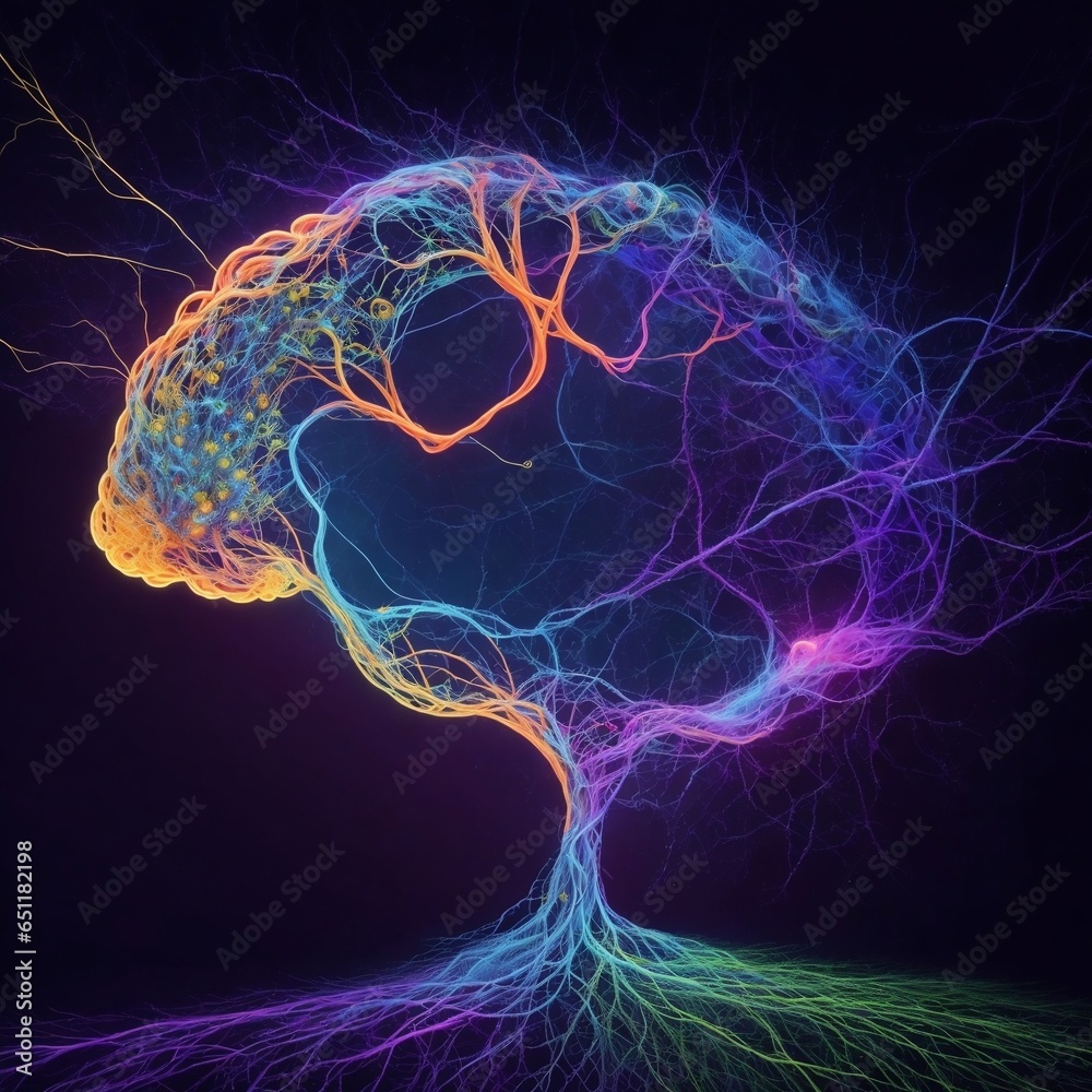 Illuminate knowledge transmission with AI art a vibrant neural network