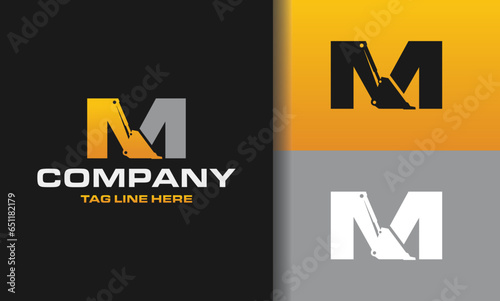 letter M Site Loader construction logo