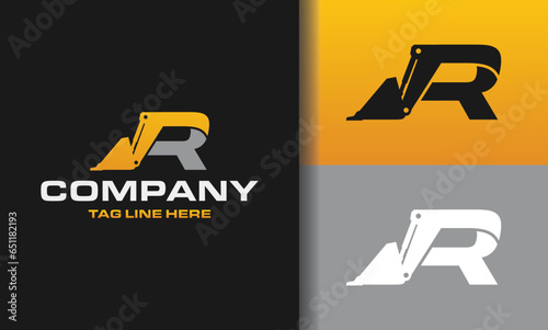 letter R Site Loader construction logo