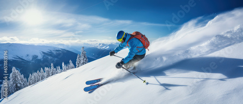 Snowboarder Jumping with Deep Blue Sky - Winter Sport Background 
