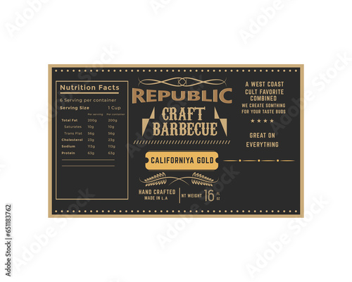 craft barbecue label design vintage style