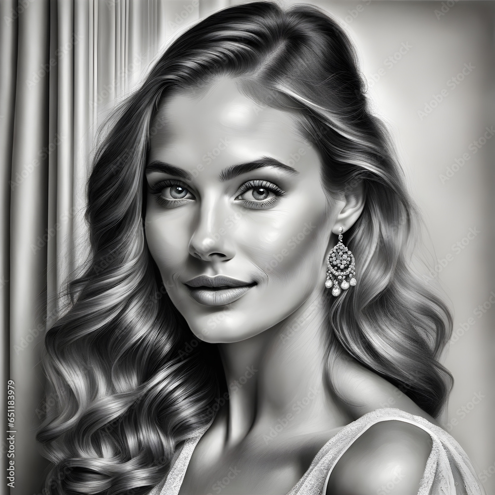 Naklejka premium Beautiful World Beauties in Pencil.(Generative AI)
