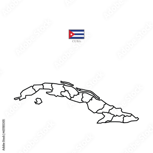 Cuba contour vector map with state, flag in color. Background map eps 10 photo