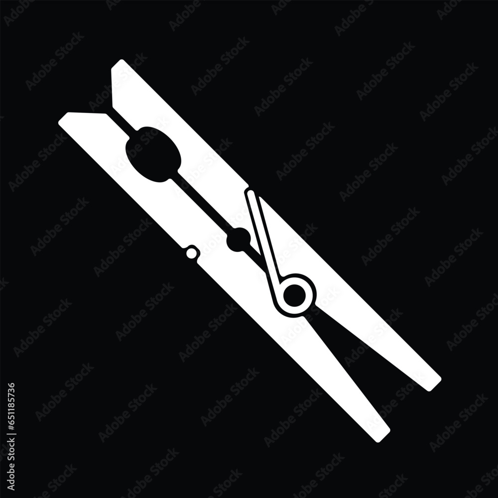 clothespin black and white, vector illustration 