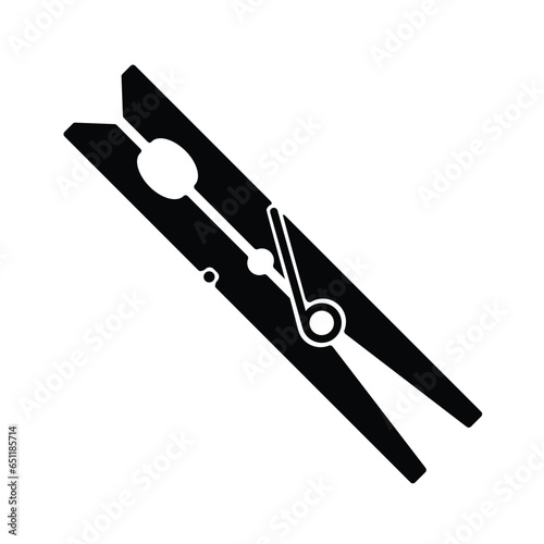 clothespin black and white, vector illustration 