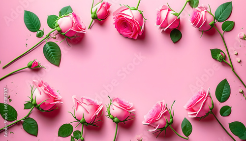 Pink Flowers on Pink Background for Mother's day with Copy Space