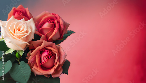 Valentine s Day Roses  Romantic Red Blooms with Copy Space