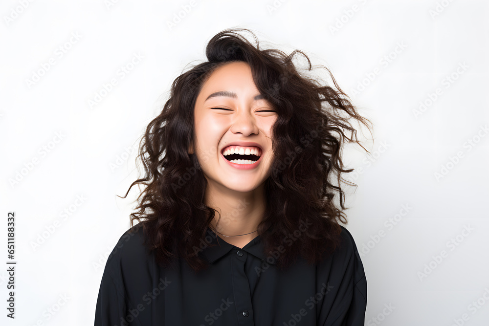 Portrait of beautiful smiling Asian woman isolated on white background