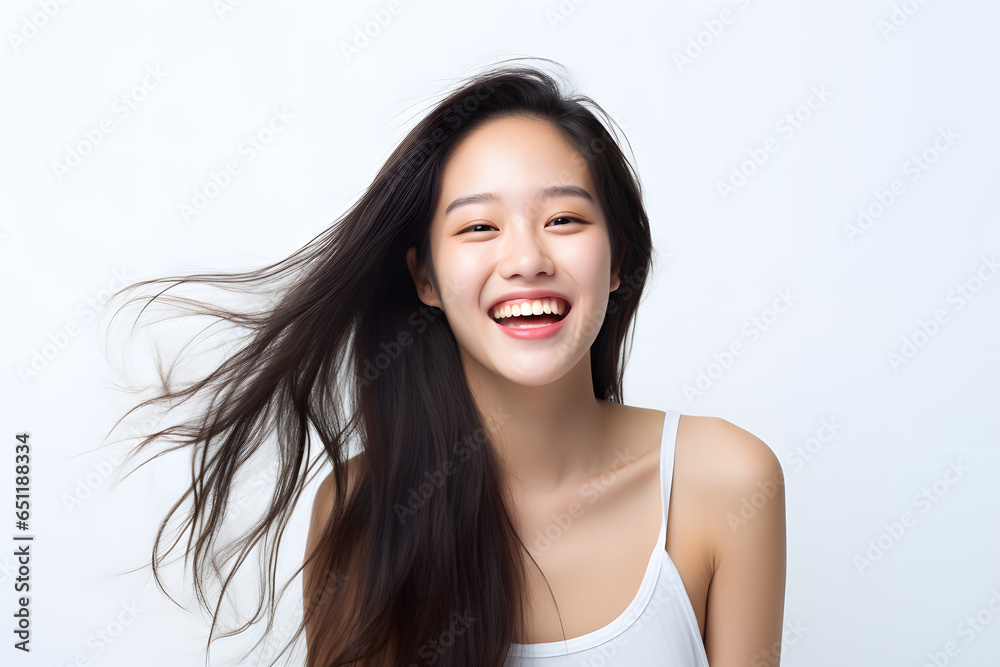 Portrait of beautiful smiling Asian woman isolated on white background Portrait of beautiful smiling Asian woman isolated on white background