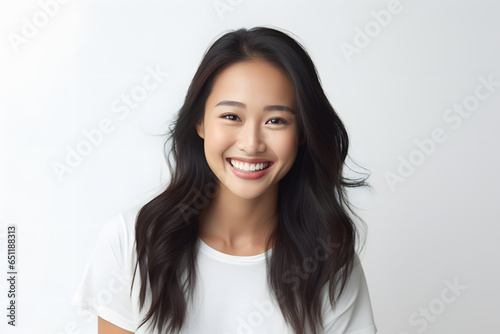 Portrait of beautiful smiling Asian woman isolated on white background