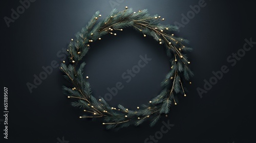 Fotografia a christmas wreath with lights on a dark background with a place for the text
