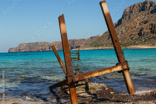 rusty bridge in Greece by the sea 