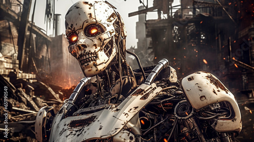 A scary robot with artifici...