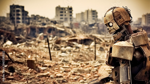 A scary robot with artifici...