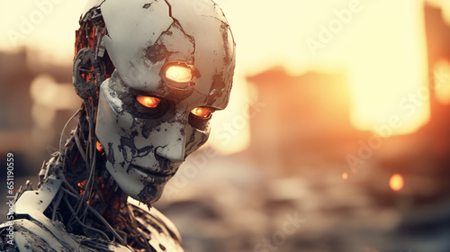 A scary robot with artifici...