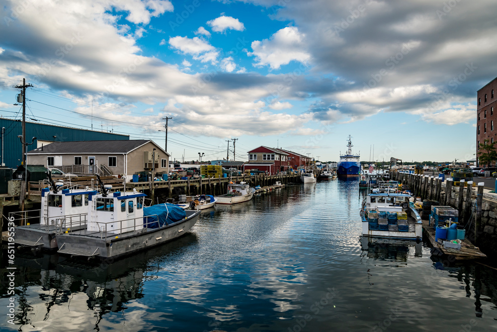 docks and boats at docks in Portland Maine, USA