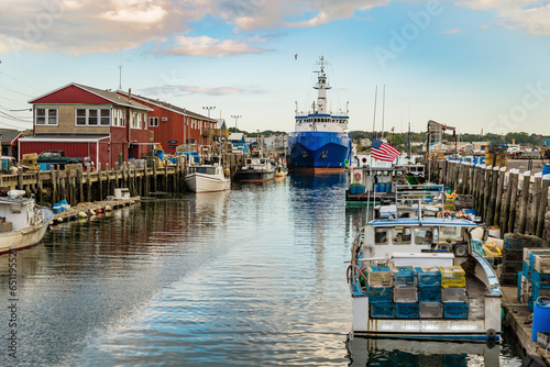 docks and boats at docks in Portland Maine, USA