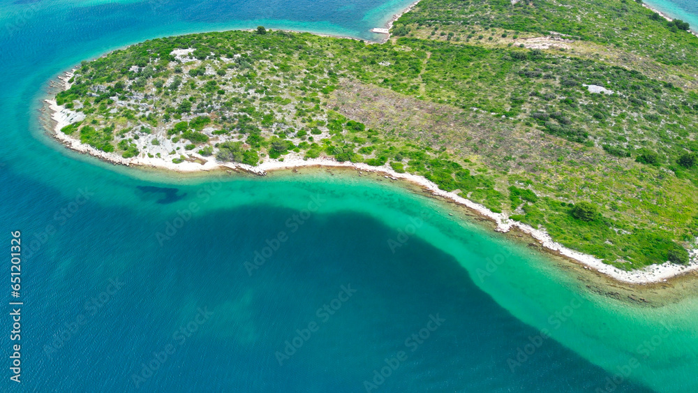 Aerial view of Galesnjak, the heart-shaped Croatian island
