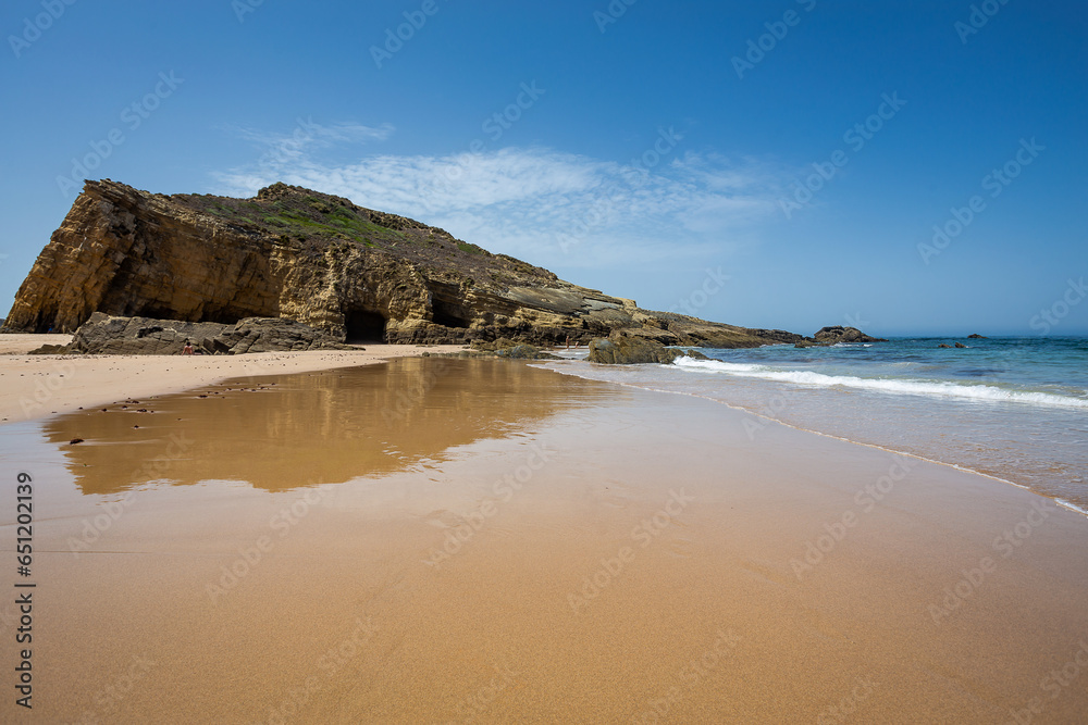 Aerial view from the Alteirinhos beach on the Odemira district in Alentejo coast in Portugal