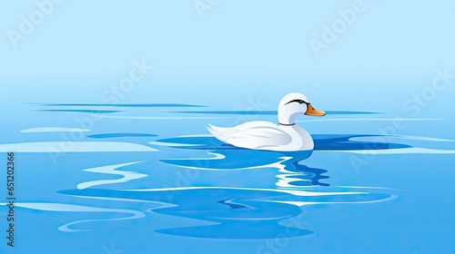  a white duck floating on top of a body of water. generative ai