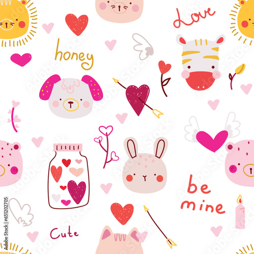 childish animals seamless pattern