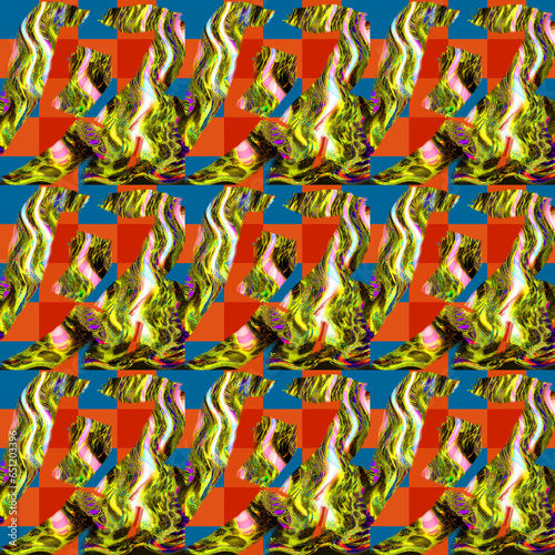 combination of colorful leopard snake tiger textures textile collage pattern