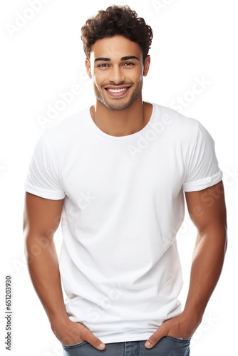 Handsome College Boy with Captivating Aura, Well-Proportioned Frame, Casual Tee and Jeans Reflect Relaxed Style, Approachable Demeanor and Engaging Smile Invite Connection