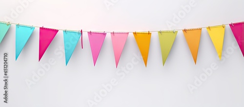Eye catching SALE bunting flags with percent symbol garlands isolated pastel background Copy space