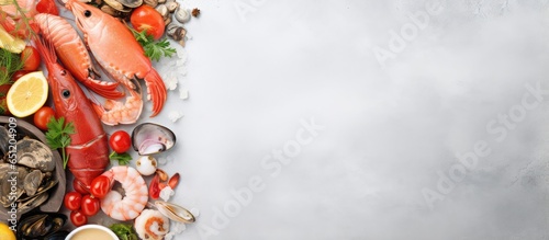 Delicious and flavorful oceanic delicacies isolated pastel background Copy space