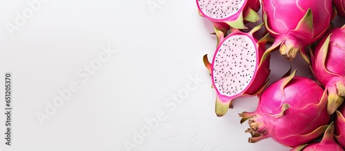 Dragon fruit on a isolated pastel background Copy space photo