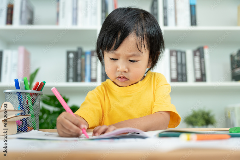 Happy Asia children playing learning paint on paper. Activity, development, IQ, EQ, meditation, brain, muscles, essential skills, family having fun spending time together. Holiday. Happy Asia children playing learning paint on paper. Activity, development, IQ, EQ, meditation, brain, muscles, essential skills, family having fun spending time together. Holiday.