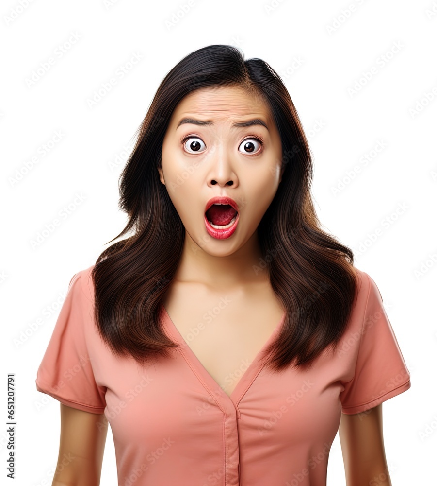 Asian woman with a shocked expression. Great for articles on lifestyle, comedy, shock, surprise, book covers and more. Asian woman with a shocked expression. Great for articles on lifestyle, comedy, shock, surprise, book covers and more.