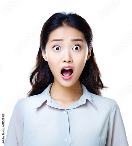 Asian woman with a shocked expression. Great for articles on lifestyle, comedy, shock, surprise, book covers and more. 