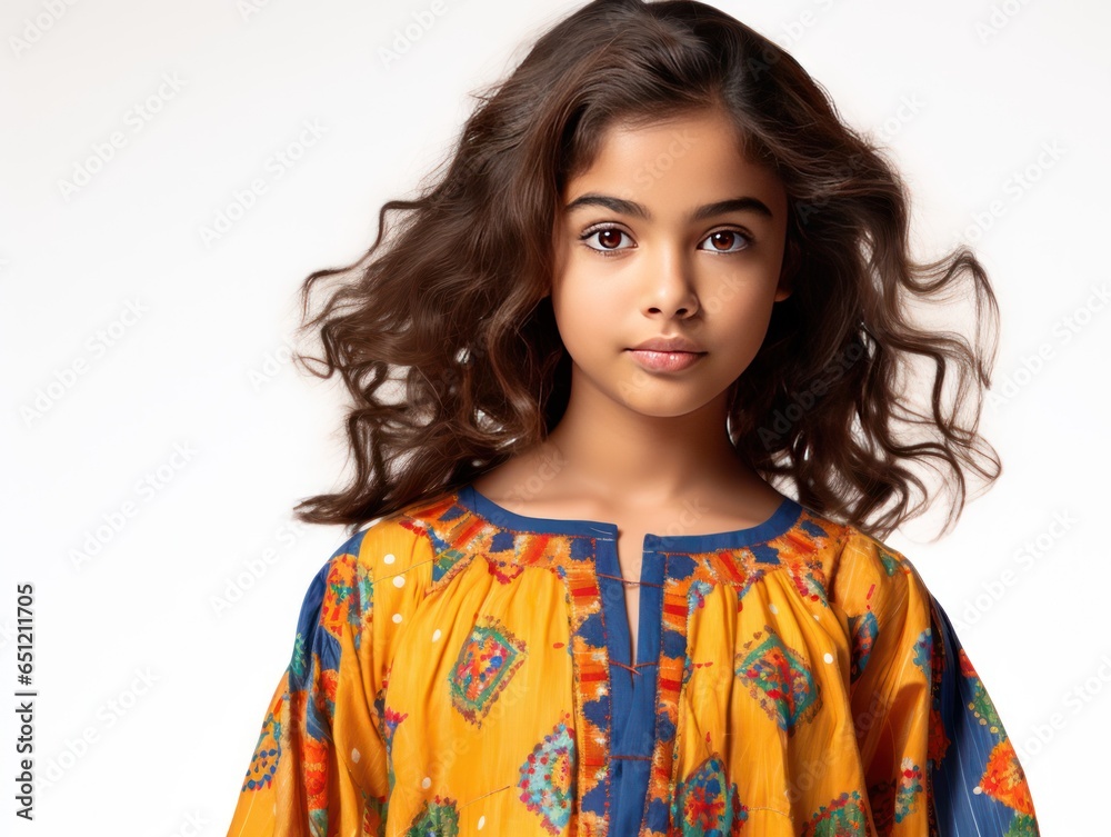 Modern Indian Girl Blends Tradition and Urban Chic in Phulkari Kurta and Denim Jeans Modern Indian Girl Blends Tradition and Urban Chic in Phulkari Kurta and Denim Jeans